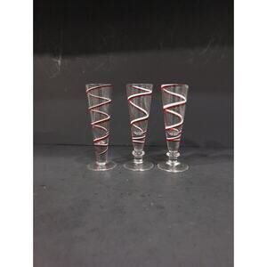 Pier 1 Hand Blown Mini Pilsner Cordials Set, Set of 3, Candy‎ Cane Swirl Design